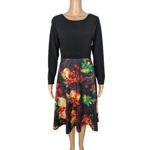 Christmas Printed Evening Swing Dress L